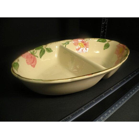 Vintage Franciscan Desert Rose Divided Ceramic Floral Serving Dish With Pink Flo - Picture 2 of 16